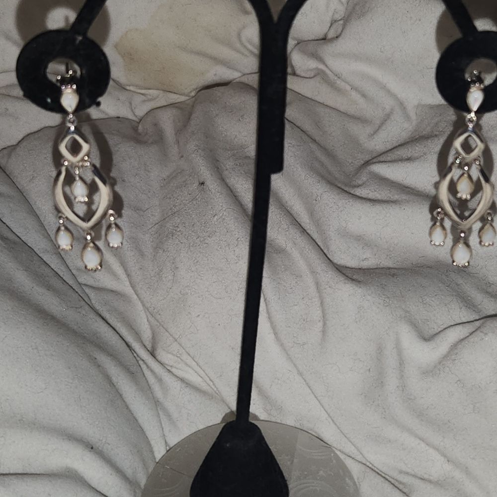 Women's 925 Vintage Mother of Pearl Chandelier Earrings